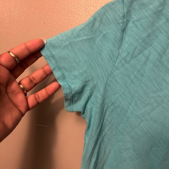 Patagonia shirt - aqua v-neck short sleeve cotton blend tee - Picture 4 of 8